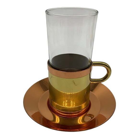 Beucler Copper Irish Coffee Cups with Underplates Set of 4 Vintage Drinkware - Picture 2 of 16